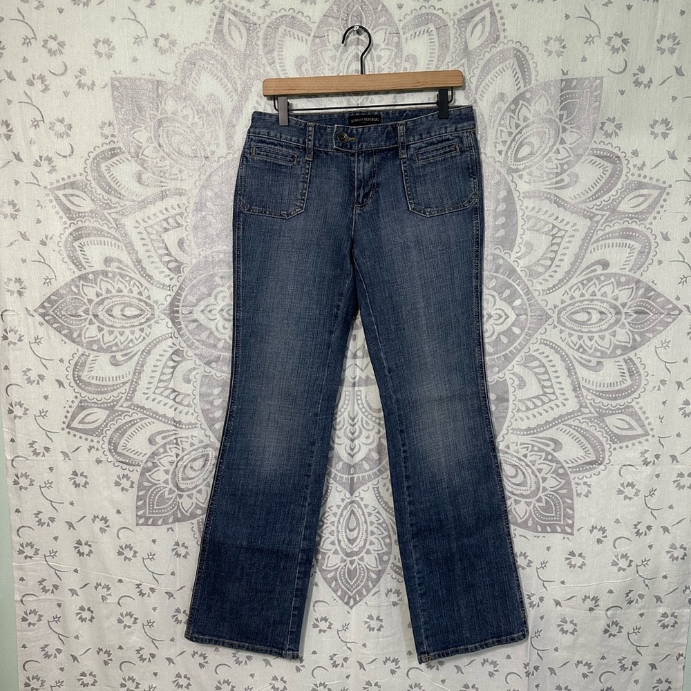 Worn Once $99 Banana Republic 2008 Jeans Low Rise Wide Leg Blue Button Pockets 6